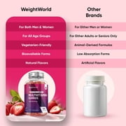 WeightWorld Adult Multivitamin Gummies for Men & Women, Bones, Energy & Immune Health, Natural Strawberry Flavor, Vitamins A, C, D3, E, B6, B12 & B7 (Biotin), 120 Count