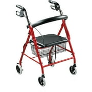Walkabout Folding Deluxe Lite Rollator with Loop Brakes, Padded Seat and Pouch, Blue