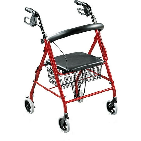 Walkabout Folding Deluxe Lite Rollator with Loop Brakes, Padded Seat and Pouch, Blue