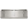 thumbnail image 4 of Stainless Steel Brushed And Polished Cross 8mm Ridged Edge Band (Size 11.5) Made In China sr109-11.5, 4 of 5