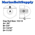 thumbnail image 4 of Type 18-8 Écrous en Acier Inoxydable - Marine Bolt Supply (1/2-13 (Lot de 5 Pcs)), 4 of 5