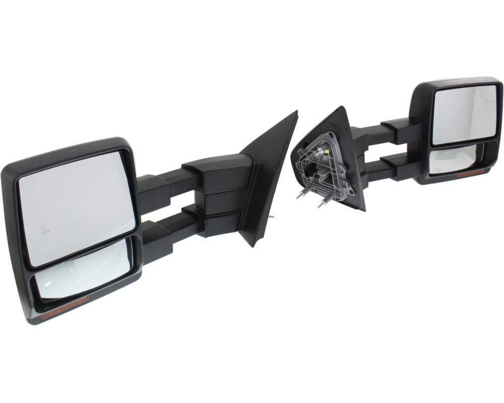 Towing Mirror Compatible With 2004-2006 Ford F-150 Driver & Passenger Side Heated w/ Blind Spot Corner Glass In-housing Signal Light Textured Black Kool-Vue