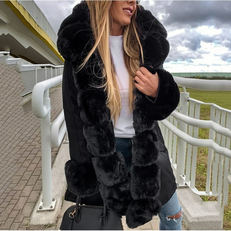Slim faux fur zipper best sale hooded jacket