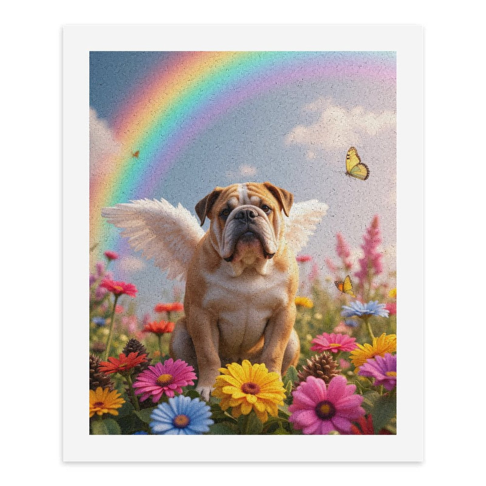 Paint By Numbers Kit for Adults Beginner - Angel Dog In Flower Meadow DIY Canvas Painting Kits for Adults, Frameless Paint By Number for Adults for Home Wall Decor 16x20 Inch
