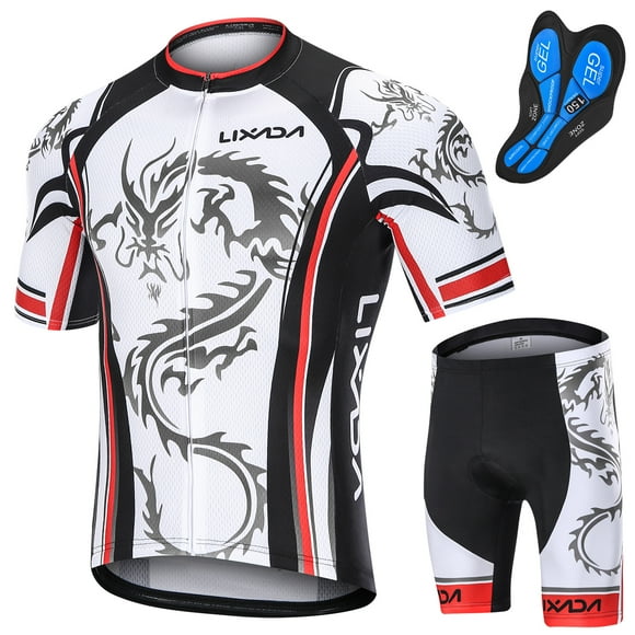 Lixada Lixada Dragon Design Summer Cycling Outfit Set - Breathable, Quick-Dry Shorts & Jersey with 3D Padded Cushion for Comfortable Long Rides (EU Size M)