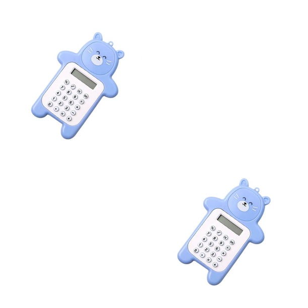 Cateissary Calculadora de dibujos animados para el hogar, oficina, escuela, herramienta de conteo de matemáticas, tamaño Mini, calculadoras en forma de Azul 2piezas