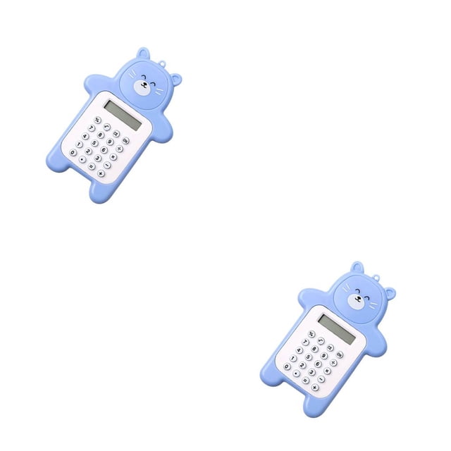 Cateissary Calculadora de dibujos animados para el hogar, oficina, escuela, herramienta de conteo de matemáticas, tamaño Mini, calculadoras en forma de Azul 2piezas
