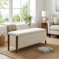 thumbnail image 5 of VKNOW Chenille Storage Bench with Solid Wood Legs and Hinged Lid for Bedroom Entryway and Living Room，Beige, 5 of 11
