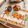 thumbnail image 3 of Orange Pumpkins Fall Placemats Set of 2, Thanksgiving Maple Leaves Farmhouse Washable Wipeable Table Mats for Dining Tables, Indoor Outdoor Kitchen Place Mats for Holiday Party Table Decor, 3 of 9