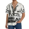 thumbnail image 1 of Fotbe Vintage Cactus Pickup Camisa Estampada de Manga Corta para Hombre, Casual de Verano, Estilo Playero, Sin Arrugas-4X-Large, 1 of 5
