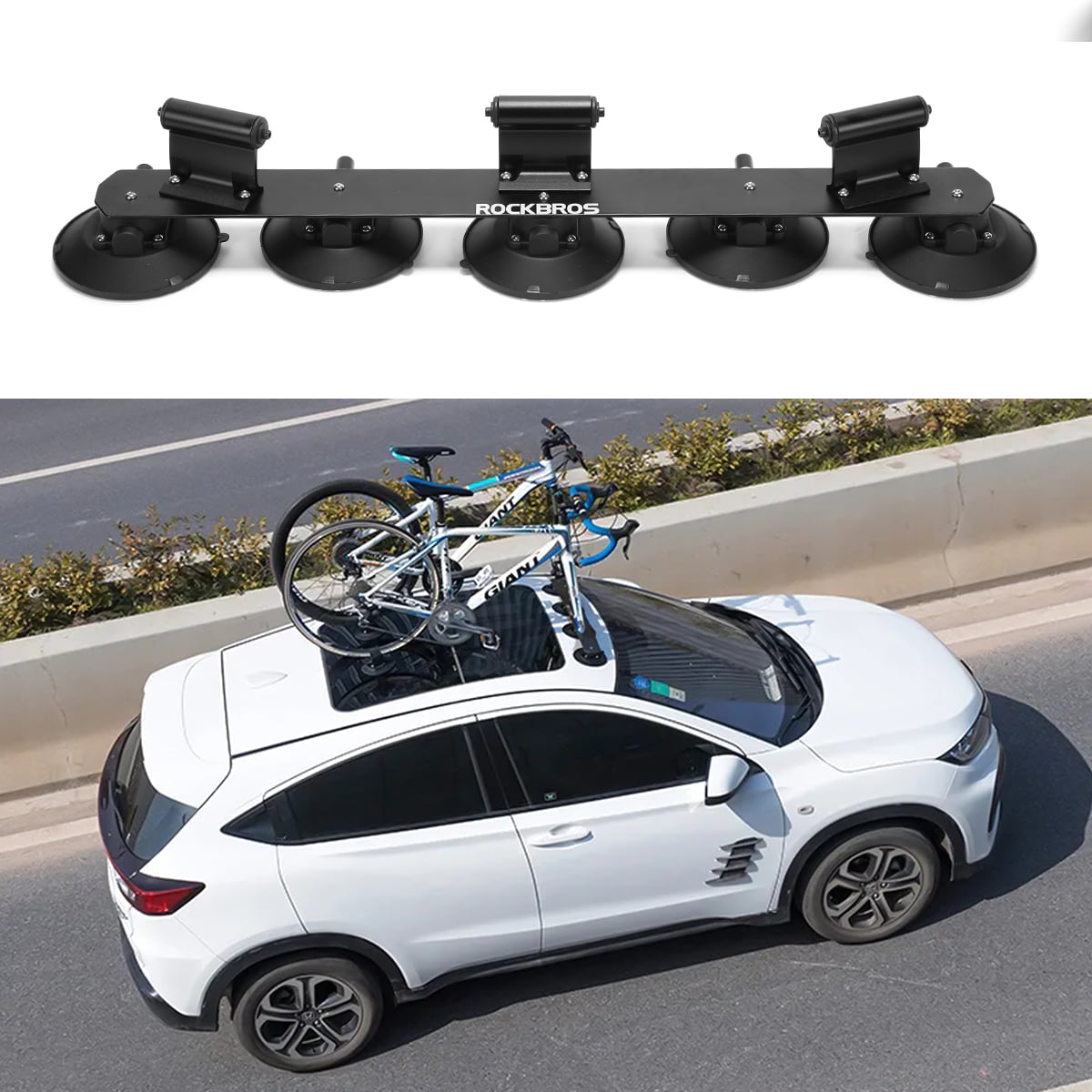 Roof-Top Suction Bike Holder Carrier Sucker Bicycle Transporting Luggage Rack 