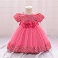 thumbnail image 4 of Toddler Girls Lace Dresses Elegant Flower Dress Puff Sleeve Wedding Party Princess Dress Flower Children Dresses Wedding Dresses, 4 of 7