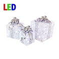 thumbnail image 2 of Novelty Lights LED Pre-Lit Twinkle Glittered White Gift Boxes at Christmas for Under Tree Decoration, 70 lights, Pure White, Set of 3, 2 of 4