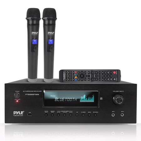 Pyle 5.2 Channel Wireless Bluetooth Home Theater Receiver, 1000W Max Power, 4K Ultra HD Support, MP3/USB & AM/FM Radio