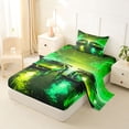 thumbnail image 2 of Castle Fairy Neon Twin Race Car Twin Sheet Sets 3pcs for Teens, Tunnel Light Trail Bedding for Bedroom, Green Yellow, 2 of 6