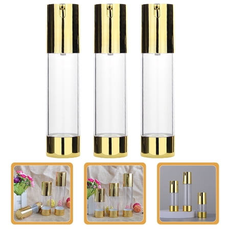 Masteelf Golden PP Material Airless Pump Bottles for Storage with Sophisticated Design 3pcs 50ml