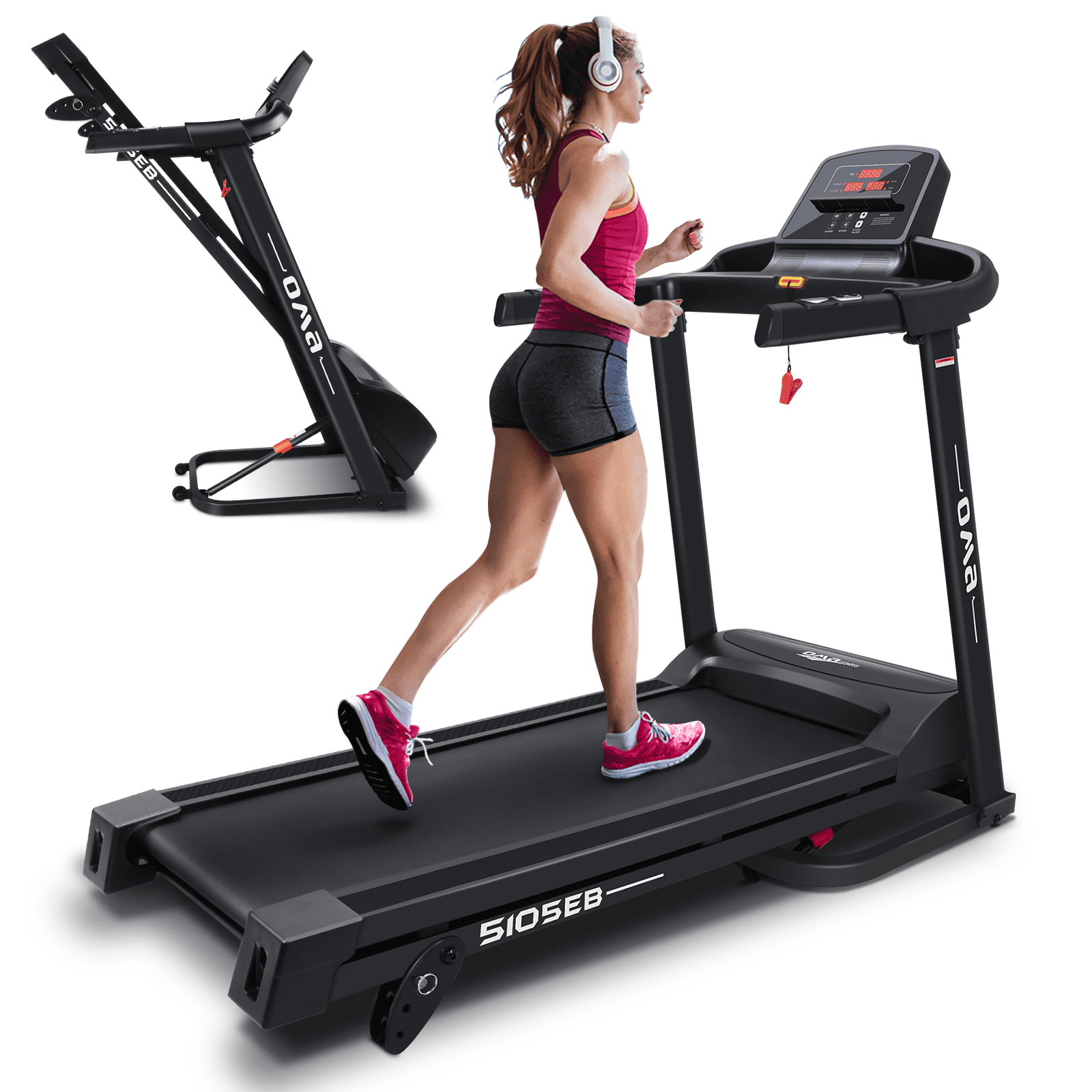 Joopee Treadmill Folding Manual Working Machine Cardio Fitness Exercise Incline Home Running Machine 