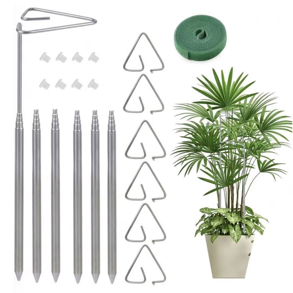 6 Pack Extendable Metal Plant Stakes, 7IN to 24.5IN Adjustable Monstera Plant Supports with velcro tape Indoor Outdoor Plant Holder Sticks for Monstera Orchids Tomatoes Vines