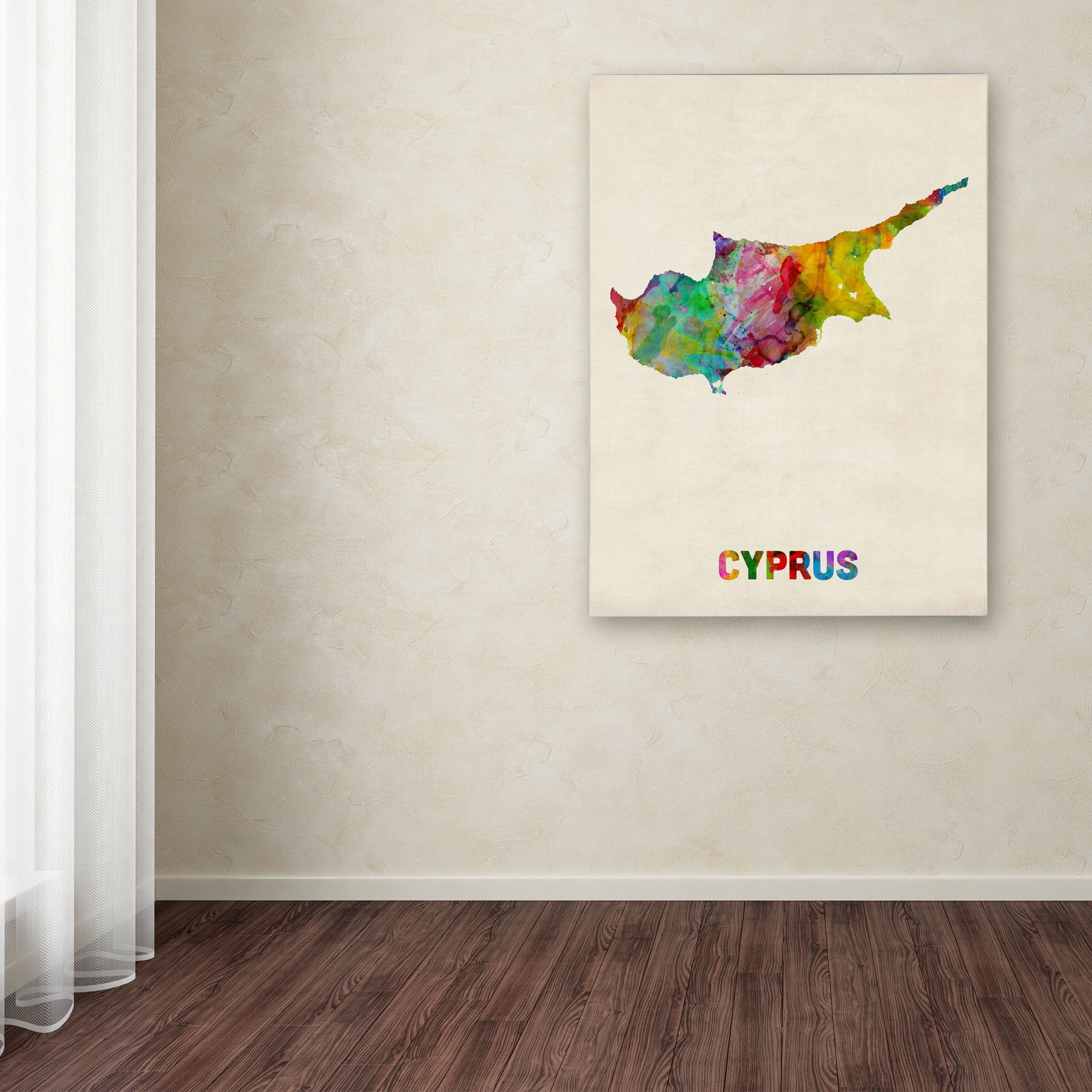 Trademark Fine Art "Cyprus Watercolor Map" Canvas Art by Michael Tompsett