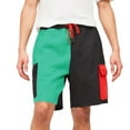 thumbnail image 3 of JoveMarine Men's Color-Block Casual Shorts, American Style 5-Pocket Design, Versatile Fashion Shorts for Daily, Beach and Summer Parties Black L, 3 of 5