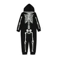 thumbnail image 4 of CLOISE Family Pajamas Halloween Skeleton One Piece Pajamas Toddler 6T Little Boys Hooded Zipper Pjs Comfy Long Sleeve Holiday Loungewear Funny Halloween Outfits in November Black, 4 of 5