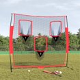 thumbnail image 1 of vidaXL Filet de Baseball Portable Noir et Rouge 183x105x183 cm Polyester, 1 of 5