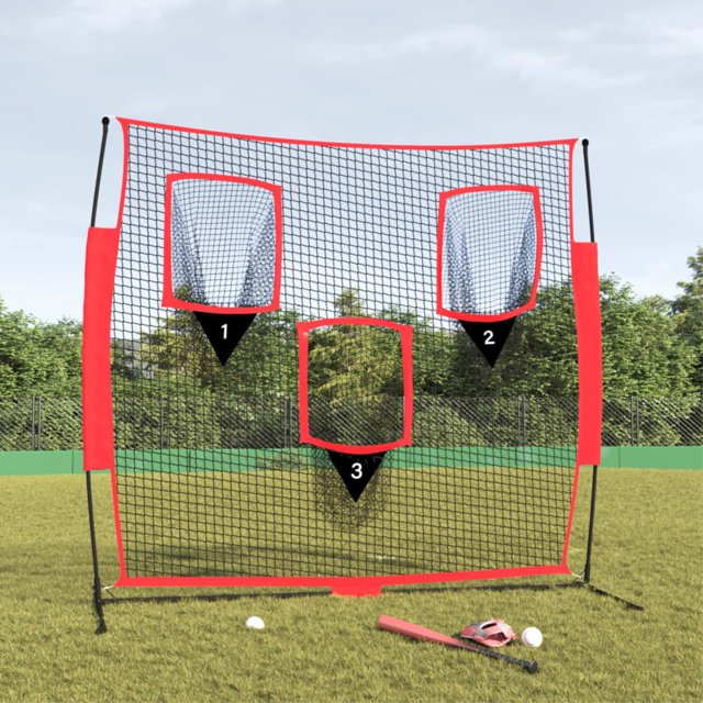 vidaXL Filet de Baseball Portable Noir et Rouge 183x105x183 cm Polyester