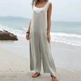 thumbnail image 5 of Baqcunre Womens Jumpsuits Women Summer Wide Leg Jumpsuit Sleeveless V Neck Loose Jumpsuit Comfy Baggy Tank Romper With Pockets Womens Sweatpants Women'S Pants Grey XXL, 5 of 7