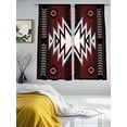 thumbnail image 4 of Red Black Semi Sheer Window Curtains 72 Inches Long, Southwest Geometric Aztec Farmhouse Tribal Rod Pocket Voile Silky Chiffon Curtain Light Filtering Drapes for Living Room, 52"x72", 2 Panels, 4 of 9