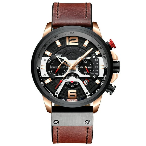 TFixol Curren 8329 Men's Elegant Quartz Watch with Calendar, Rose Gold Case & Black Leather Strap, Perfect for Business & Casual Wear