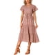 thumbnail image 2 of INSPIRE CHIC Vestido Midi Floral de Verano Bohemio Casual de Manga Corta con Escote en V Rojo XS, 2 of 5