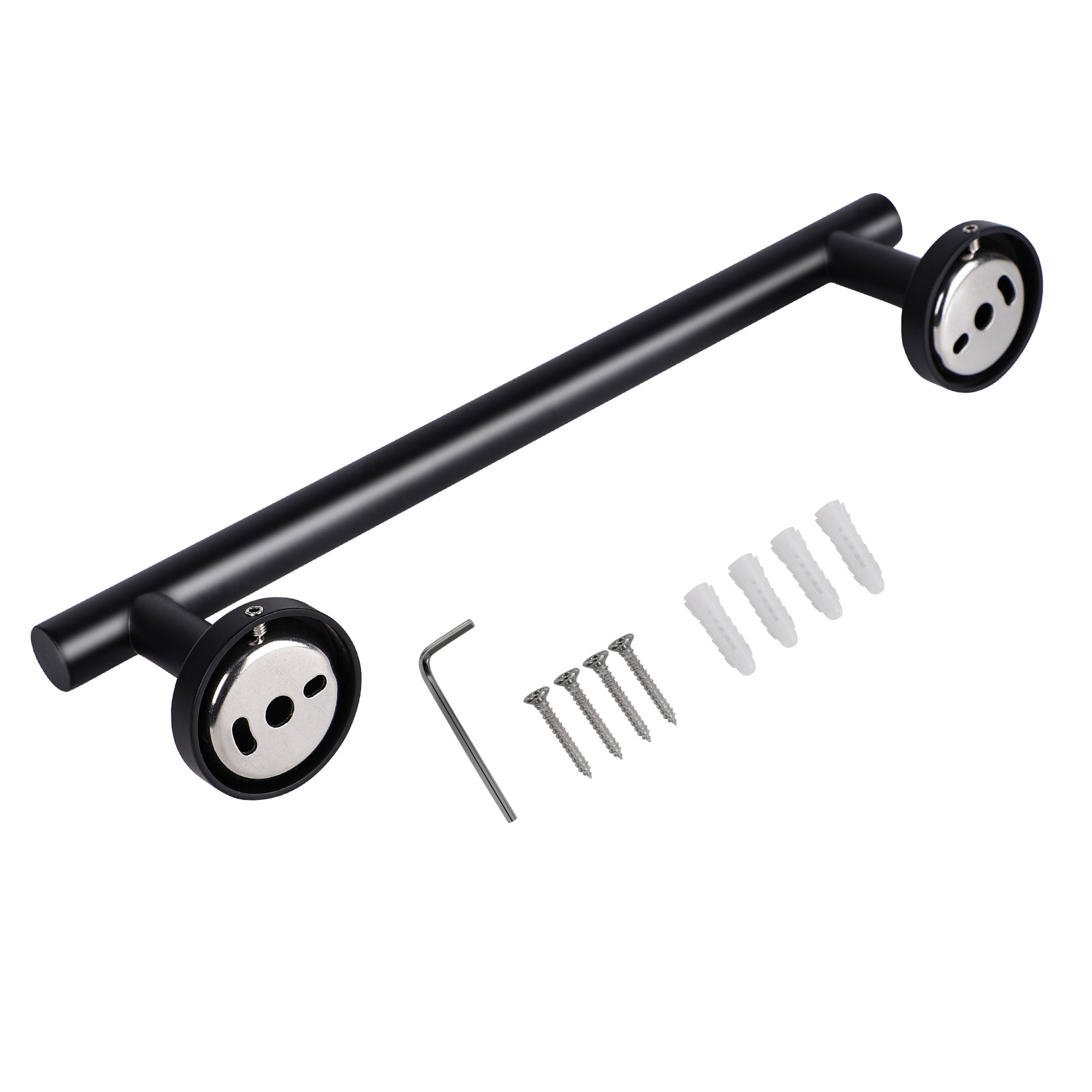 Unique Bargains Towel Bar Wall Mounted Stainless Steel Towel Hanger for Washroom Black