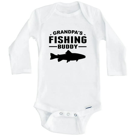 

Grandpa s Fishing Buddy Cute One Piece Baby Bodysuit for Grandchild (Long Sleeve) 0-3 Months White