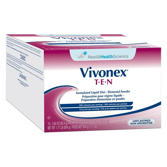 Nestle T.E.N Elemental, Vivonex Powder, Unflavored, 2.84 oz Packet, 10 Ct