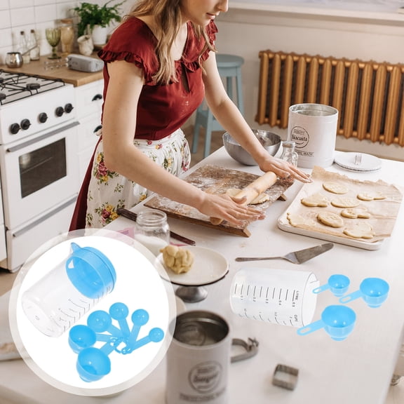 IBASETOY  7Pcs Plastic Measuring Jug and Spoons Set for Home Baking Tool