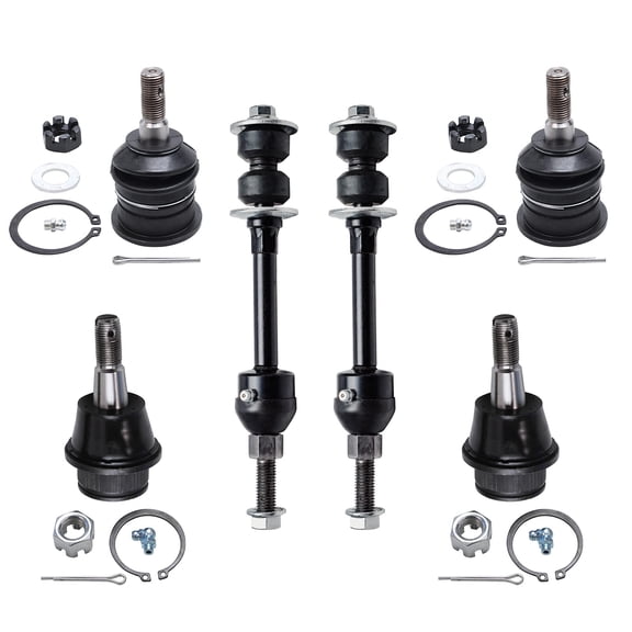Detroit Axle - 6PC Front Upper Lower Ball Joints Sway Bars Replacement for 2006-2012 Dodge Ram 1500 2WD Standard or Crew Cab