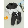 thumbnail image 4 of Musuos Infant Baby Boy 2Pcs Fall Clothes Set 6 12 18 24M 3T Long Sleeve Contrast Color Sweatshirt Tops Pants Winter Outfits, 4 of 10