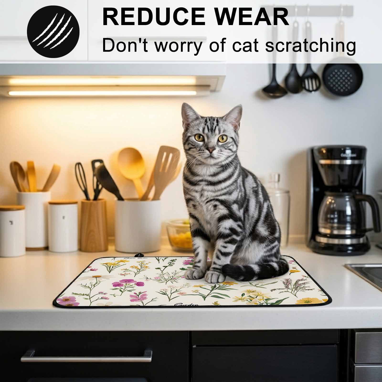 Wildflowers Stove Top Cover for Electric Stove, Heat-proof & Non Slip Glass Top Stove Cover Protector, Blossoming Botanical Prints Garden Floral Kitchen Flat Cooktop Rubber Mat 24x21 Inches