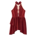 thumbnail image 4 of iiniim Kids Girls Figure Ice Skating Sparkle Sleeveless Gymnastics Leotard Ballet Lyrical Dance Dress Burgundy 16, 4 of 6