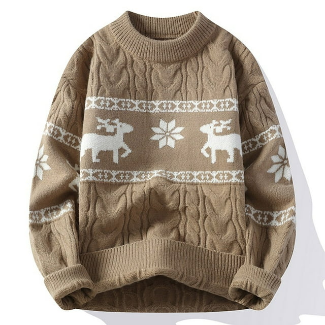 Pisexur Sweaters Men Soft and Comfortable Fall Sweaters Man Color Match Knit Mock Turtleneck Loose Base Shirt Sweater Khaki,4XL