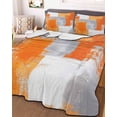 thumbnail image 2 of Quilts Full Size, Burnt Orange Grey Oil Painting Soft Comforter Bedding Set for Bed, Abstract Modern Geometric Lightweight Quilted Bedspread with Pillow Cover(2 Pieces) for All Season, 78x90 Inch, 2 of 6