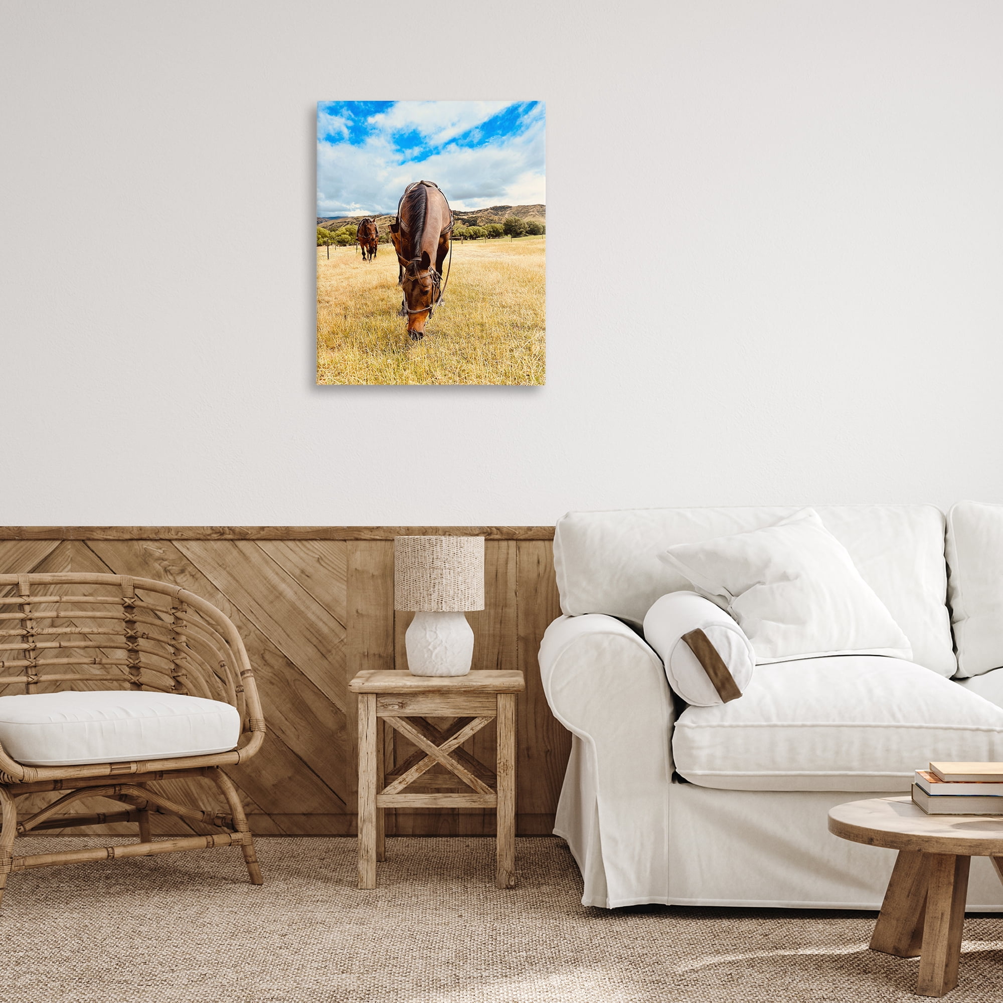 Stupell Industries Grazing Horses Pasture Animals Photography Wrapped Canvas Art Print Wall Art, 24 x 30