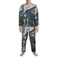 thumbnail image 3 of Salouo Mountain White Dragon Print Button-Front Long Sleeve Pajama Set for Men, Soft 2Pjs Men's Long Sleeve Sleepwear-XX-Large, 3 of 7
