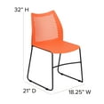 thumbnail image 6 of BizChair 661 lb. Capacity Orange Stack Chair with Air-Vent Back and Black Powder Coated Sled Base, 6 of 12