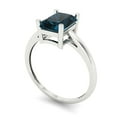 thumbnail image 2 of 2 ct Emerald Cut Natural London Blue Topaz Solitaire Engagement Ring for Women in 18K White Gold, 2 of 5