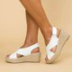 thumbnail image 2 of Sandalias de cuña con plataforma para mujer Zapatos de verano concisos con correa al tobillo, 2 of 3