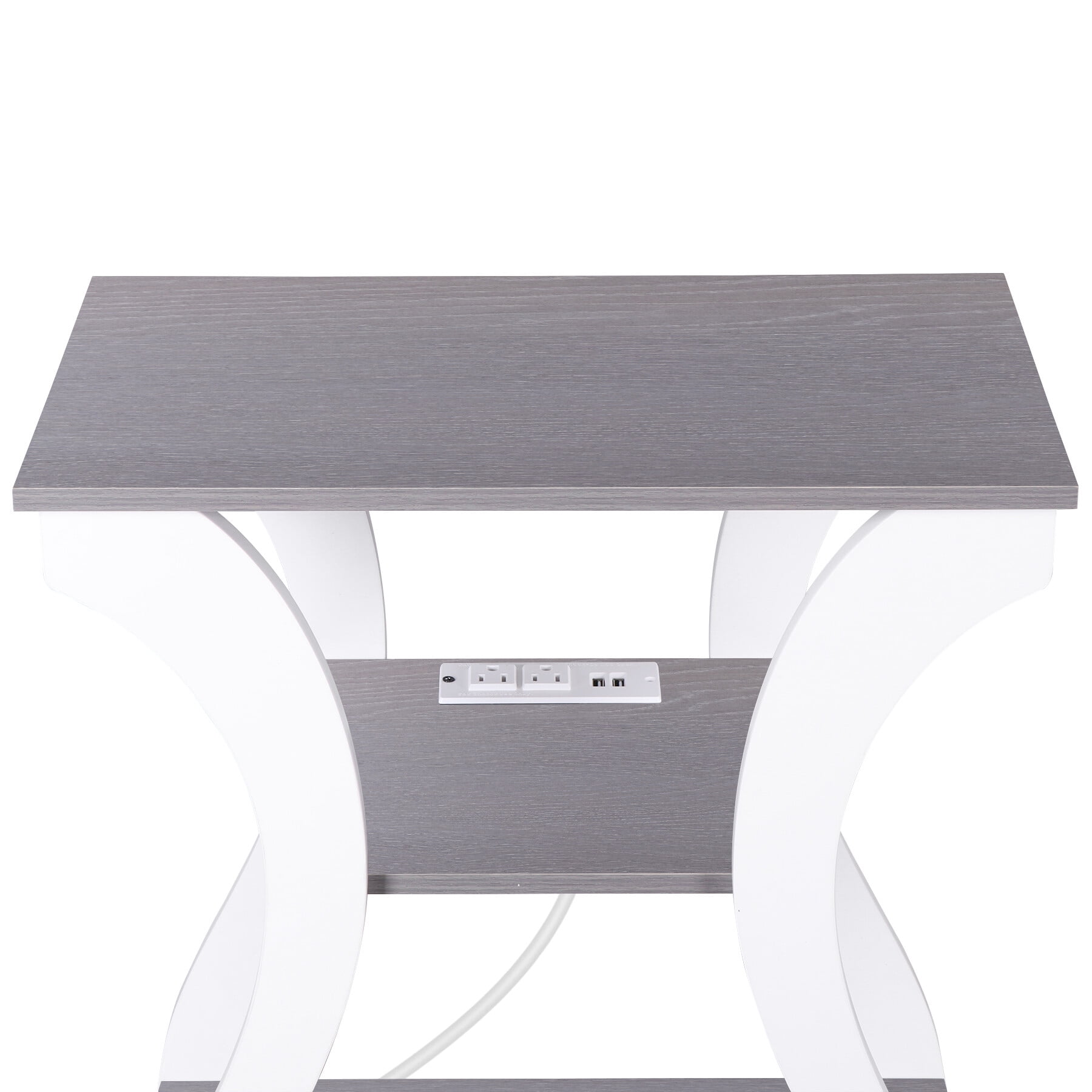 ZENSTYLE Side Table 3 Tier End Table with Charging Station Nightstand with USB Storage Shelf Gray
