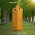 thumbnail image 3 of Outdoor Storage Cabinet, Wooden Garden Shed with Lockable Doors and Hooks, Utility Tool Organizer with Shelves, Waterproof Outside Tool Shed for Backyard, Hallway, Garage, Patio, Natural, 3 of 7