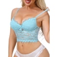 thumbnail image 4 of INSPIRE CHIC Women's Lace Camisole Plunge Sheer Sleeveless Strap Tank See Through Mesh Back with Thin Cup M Light Blue, 4 of 5