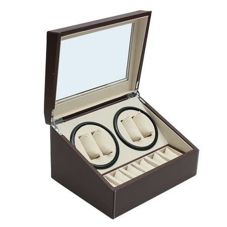 10 Grid PU Leather Automatic Watch Winder Rotator Display Box Rotating Storage Silent Watch Winder Rotation Storage Case Dust-proof Display Box Watch Gifts Case 11.8 x 9.3 x 4.7''